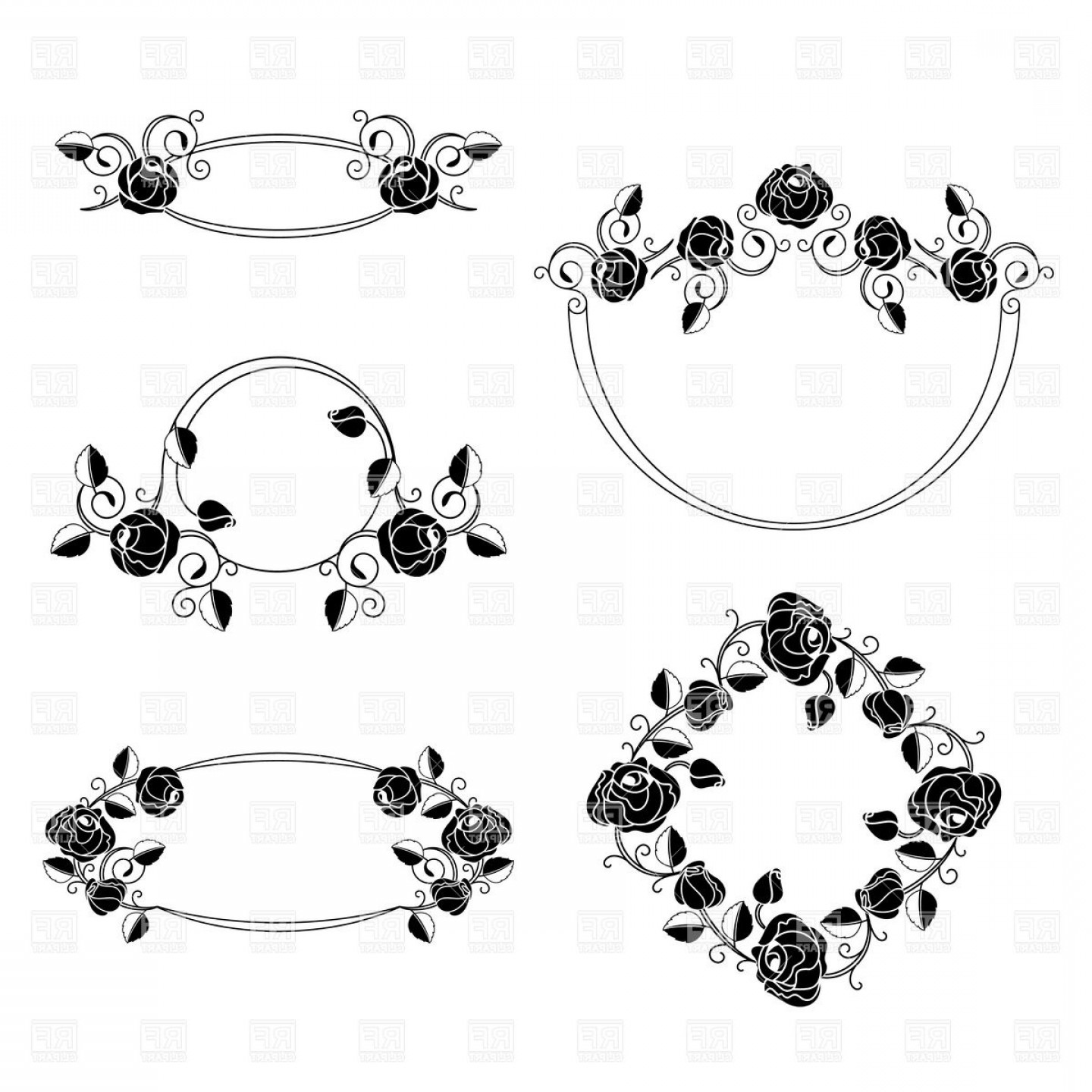 1440x1440 Ornate Floral Art Nouveau Frames With Roses Vector Clipart Soidergi