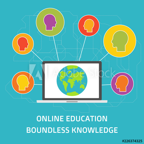 500x500 Vector Flat Style Education Art Online Education E Learning