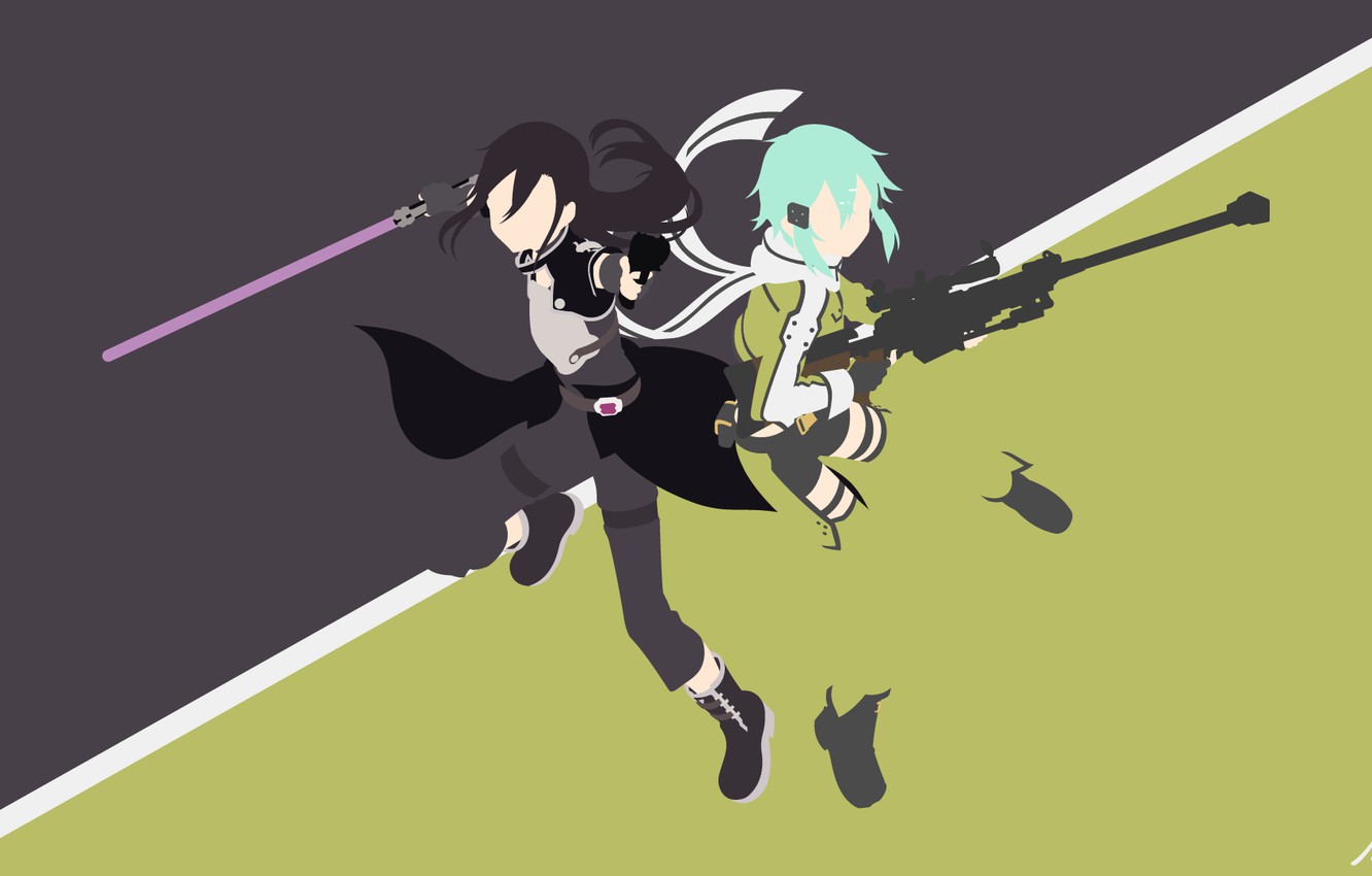 1332x850 Wallpaper Minimalism, Vector Graphics, Sword Art Online, Kirito
