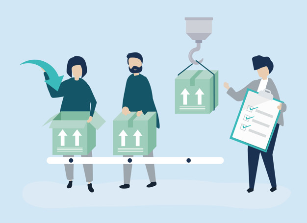 626x455 Character Illustration Of People With Packages For Shipment Vector