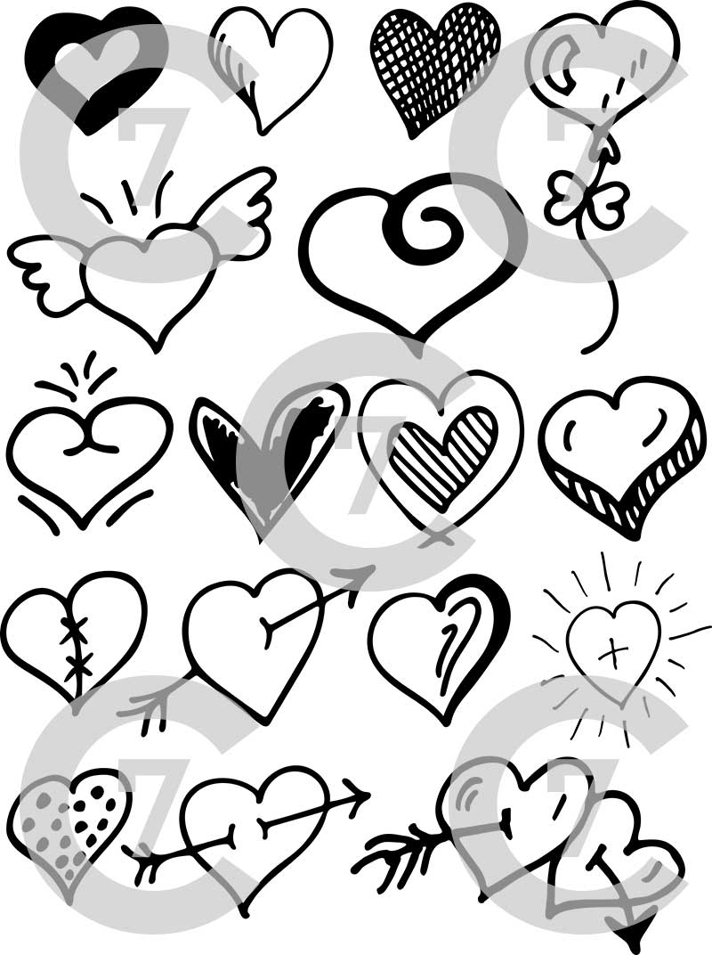 800x1072 Heart Shape Vector Art Pack Set Of Hand Drawn Vectorized