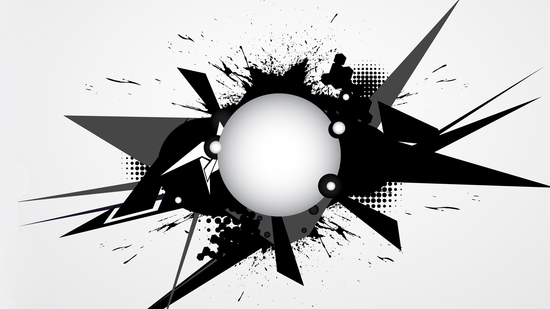1920x1080 Abstract, Black And White, Vector, Shapes, Ink, Graphics, Vector