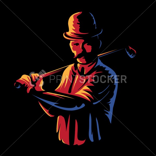 Golf Player Logo Stamp Or Golfer Man Figure Silhouette Retro 600x600 Golf Player Logo Stamp Or Golfer Man Figure Silhouette Retro