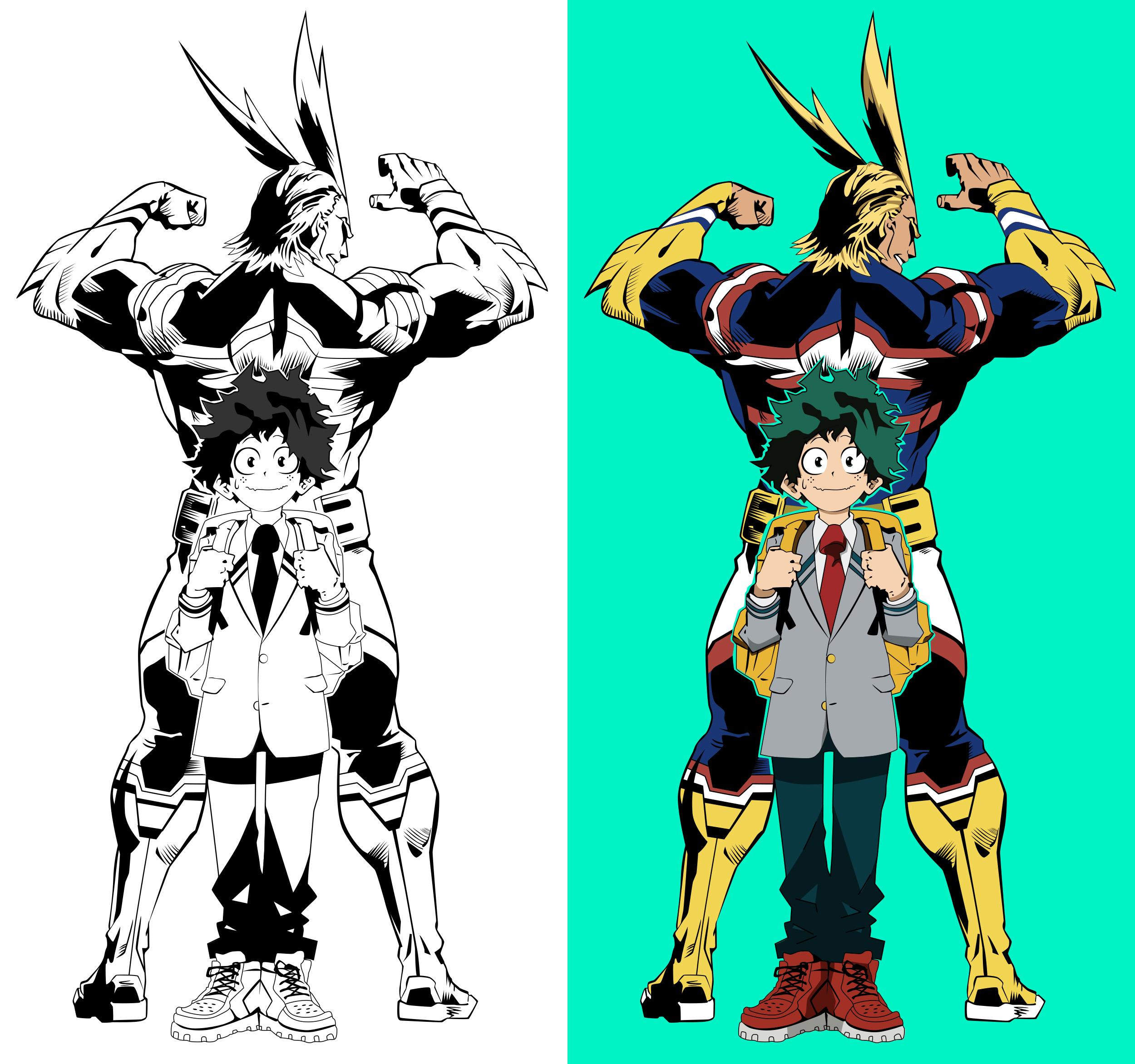 All Might And Midoriya 2500x2345 All Might And Midoriya