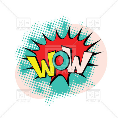 Colourful Text Wow In Bright Pop Art Style On White Background 400x400 Colourful Text Wow In Bright Pop Art Style On White Background