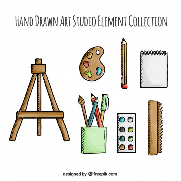 626x626 Hand Drawn Artist Tools Vector Free Download