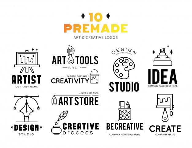 626x482 Art Tools And Materials For Painting Logo Design Vector Free