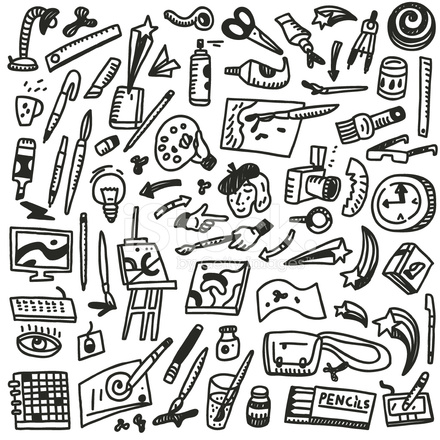 440x440 Drawingart Tools Doodles Stock Vector