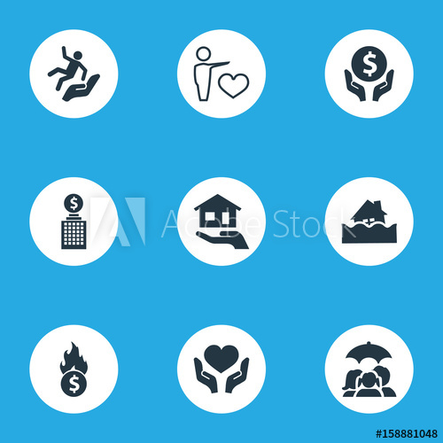 500x500 Vector Illustration Set Of Simple Safeguard Icons Elements