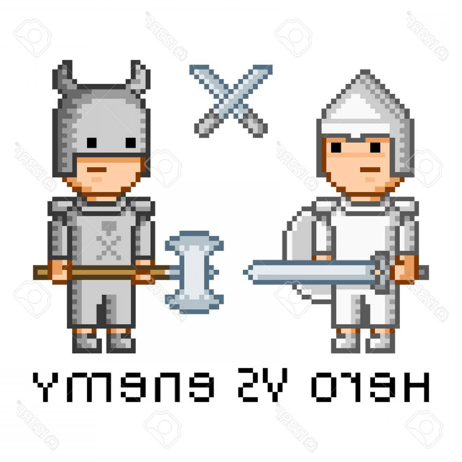 1560x1560 Photostock Vector Vector Pixel Art Hero And Enemy For Game Soidergi