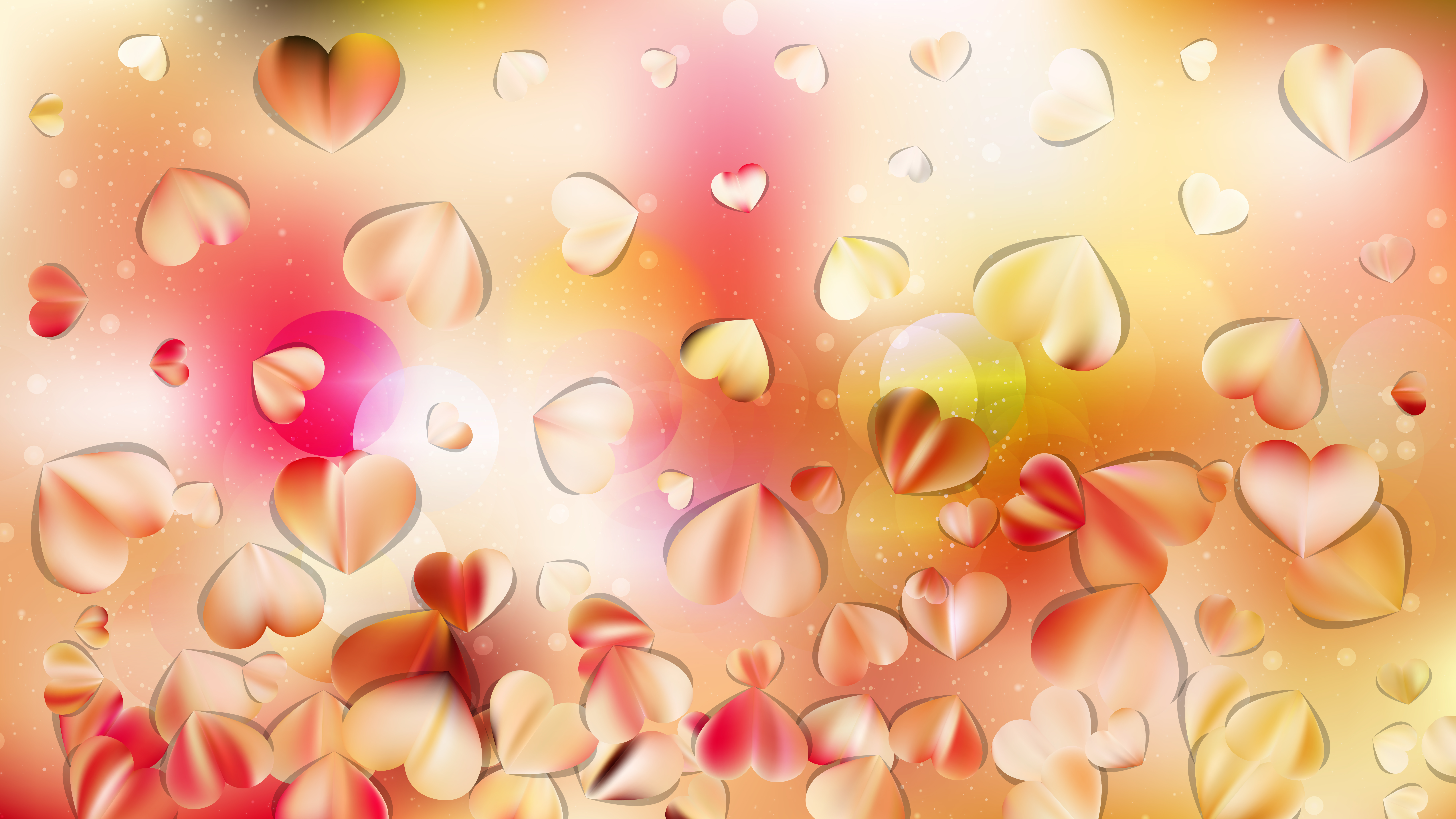 8000x4500 Pink And Yellow Heart Wallpaper Background Vector Art