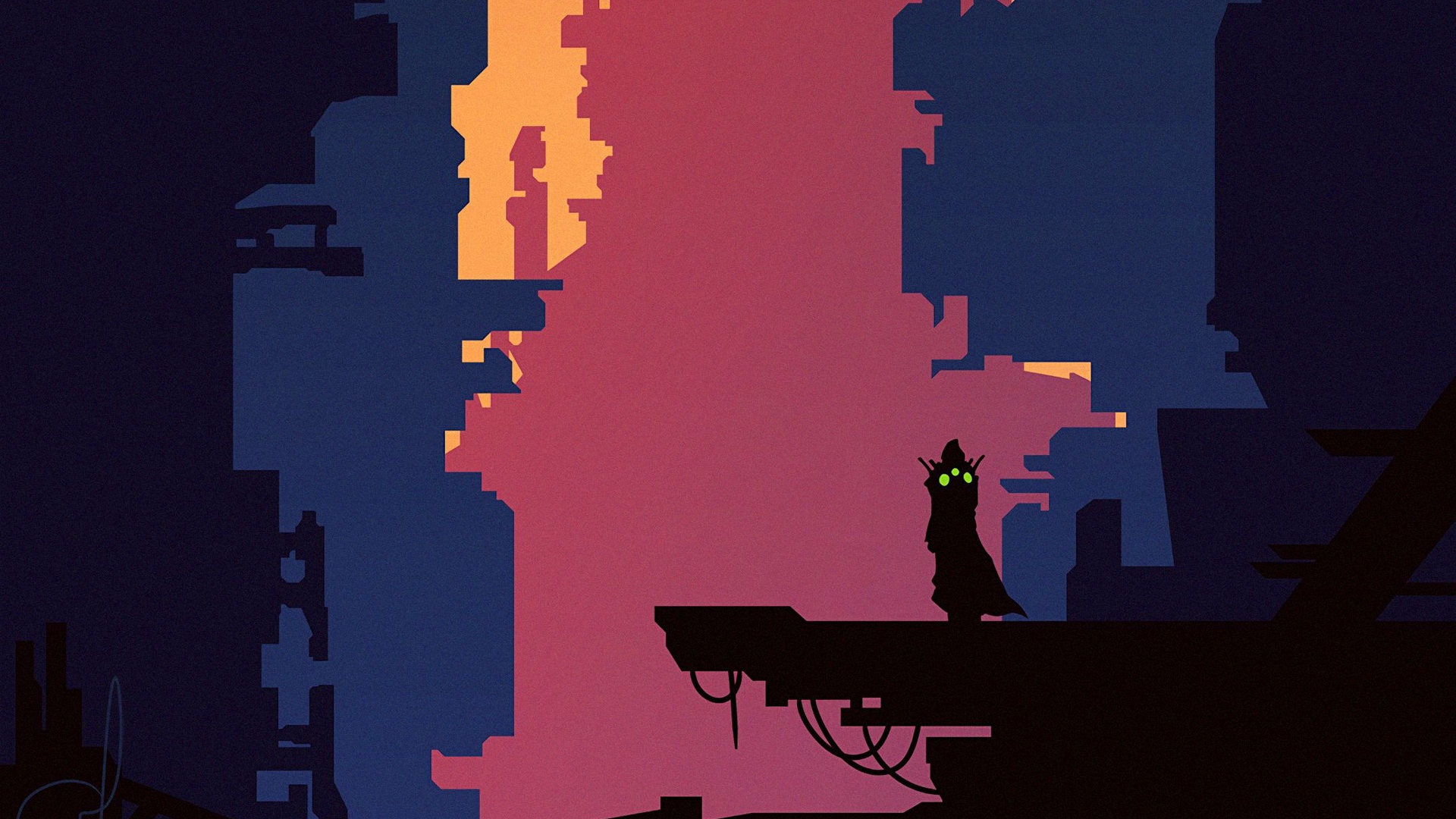 1920x1080 Wallpaper City, Silhouette, Vector, Art, Buildings