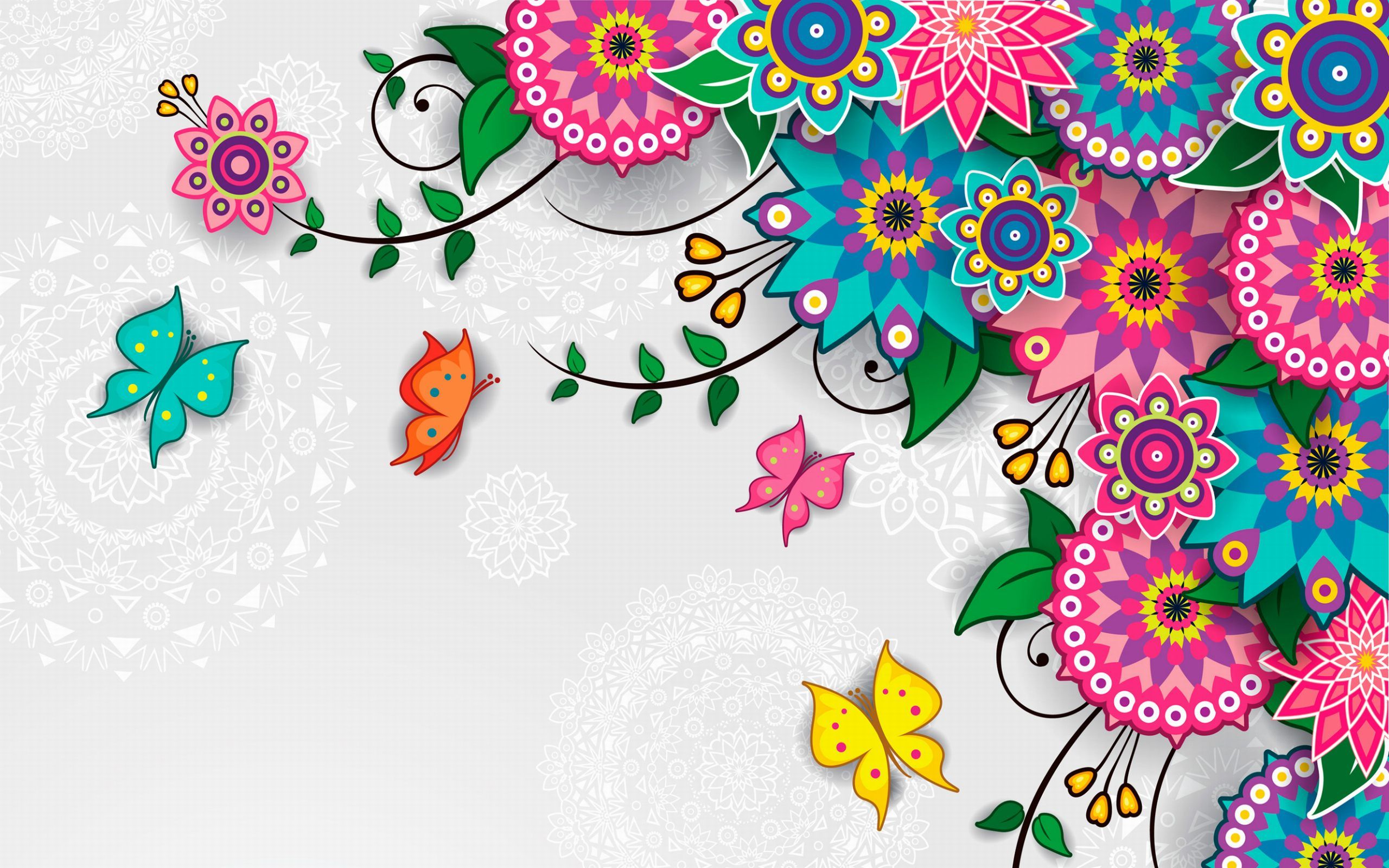 2560x1600 Artistic Backgrounds Flowers Pattern Vector Art Background