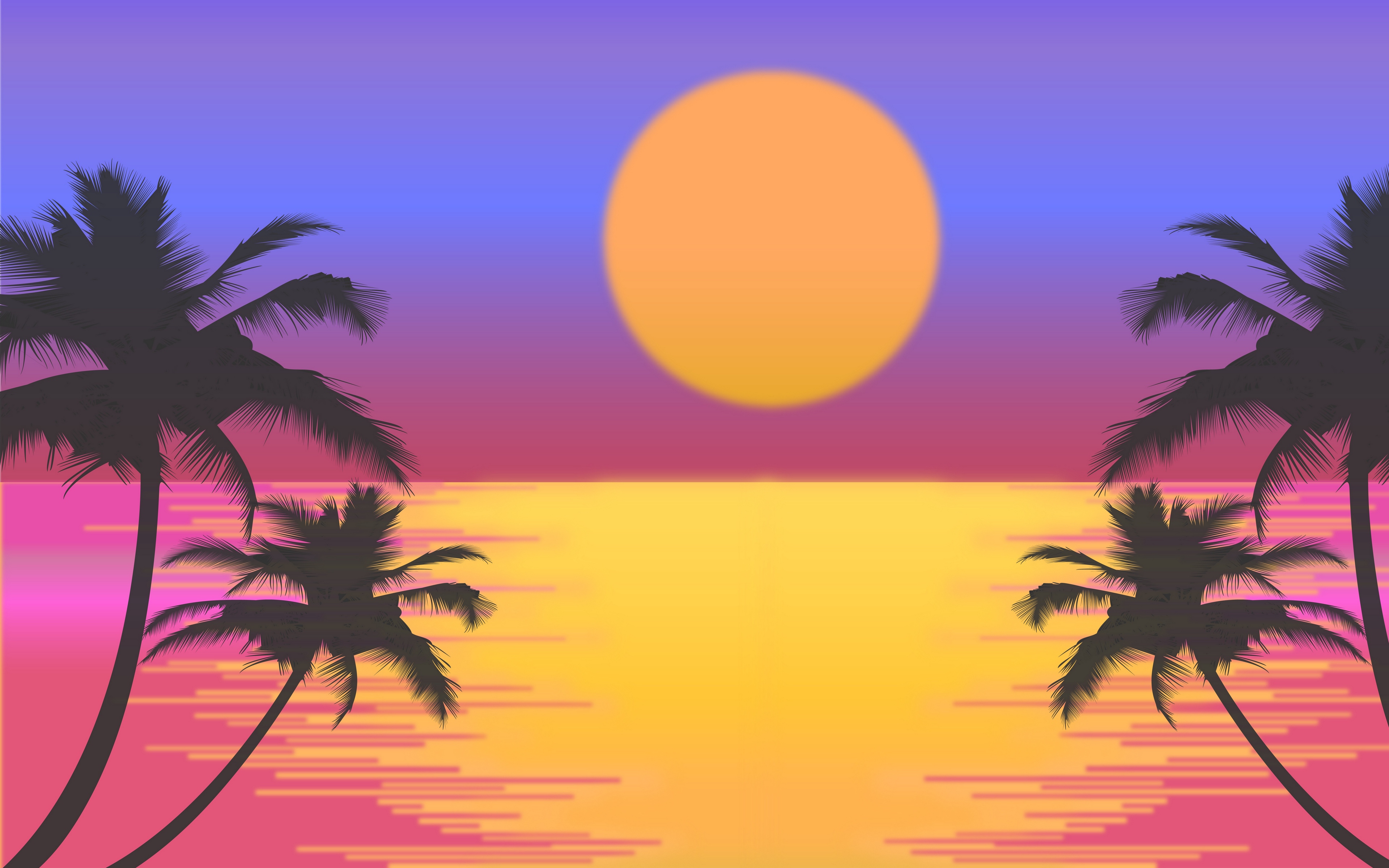 3840x2400 Download Wallpaper Palms, Vector, Art Ultra Hd