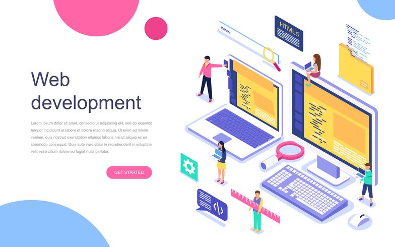 784x490 Isometric Website Development Web Banner