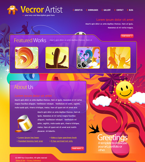 490x545 Vector Artist Website Template