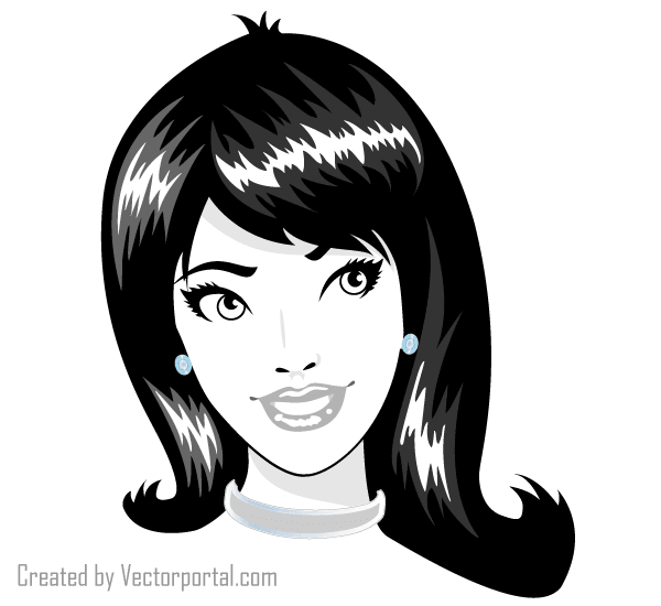 600x550 Lady Face Vector Art