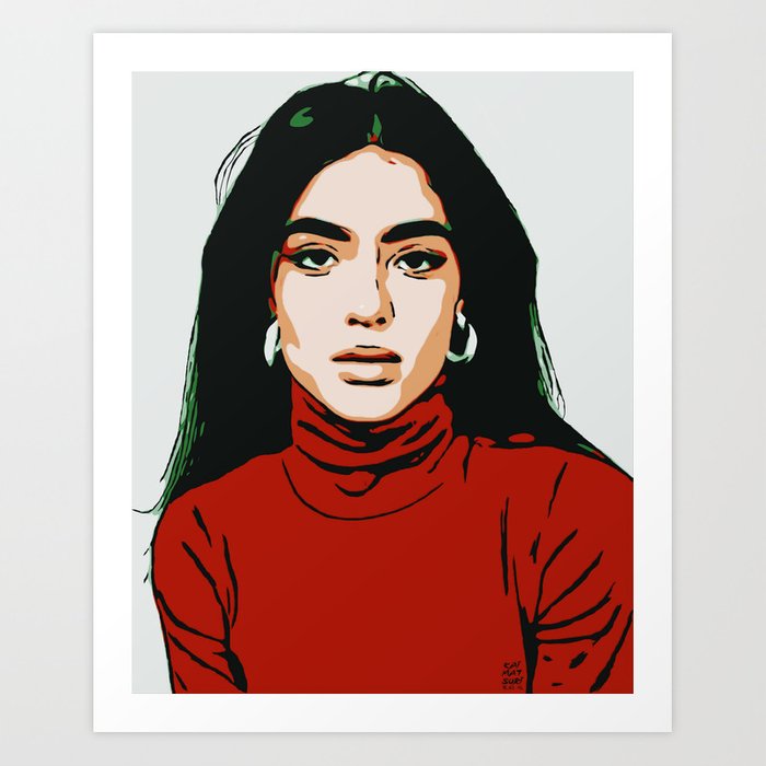 700x700 Red Latina Girl Minimalist Digital Art Vector Illustration Art