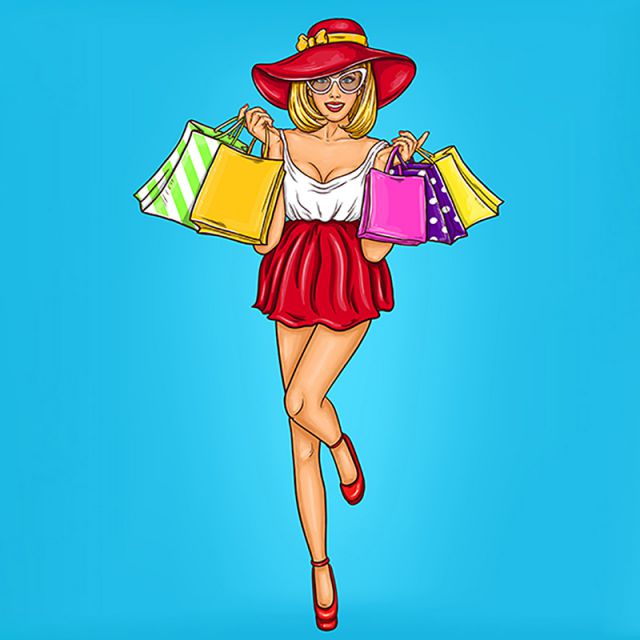 640x640 Vector Pop Art Illustration Of A Young Sexy Happy Girl Holding S