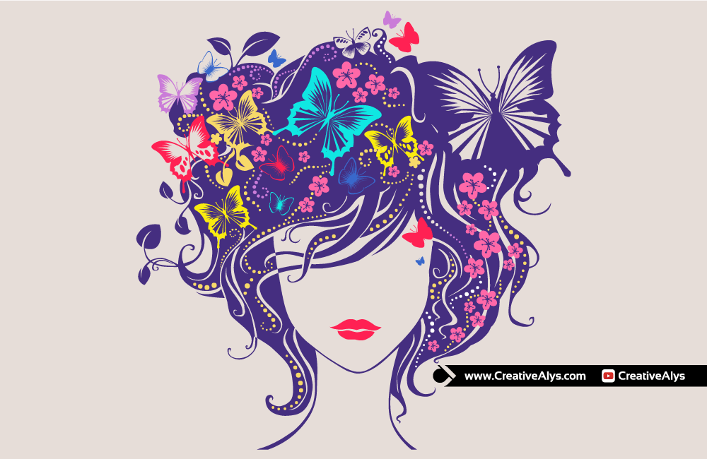 1000x650 Beautiful Woman Head Floral Vector Artwork Creative Alys
