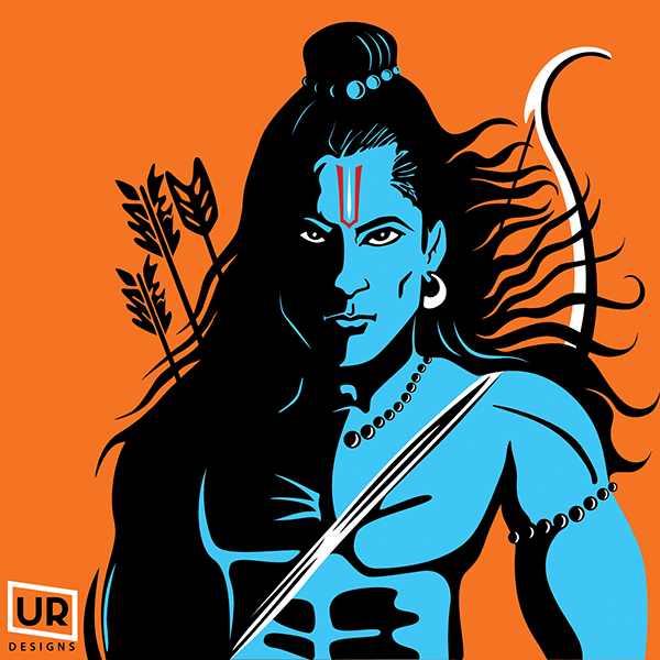 600x600 Shri Ram Digital Vector Illustration Artwork