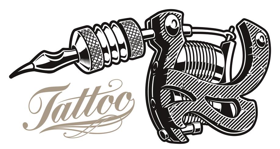 918x490 Vector Illustration Of A Tattoo Machine