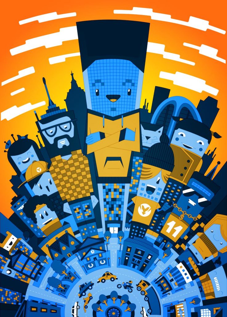 Vector Cartoon City Illustration For Boks Clothing, Thetoonplanet 737x1030 Vector Cartoon City Illustration For Boks Clothing, Thetoonplanet