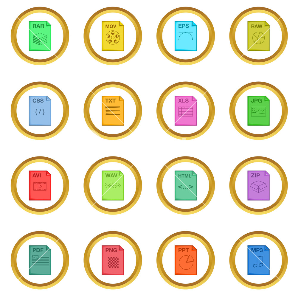 Extension Icons Circle Gold In Cartoon Style Isolate On White 1000x1000 Extension Icons Circle Gold In Cartoon Style Isolate On White