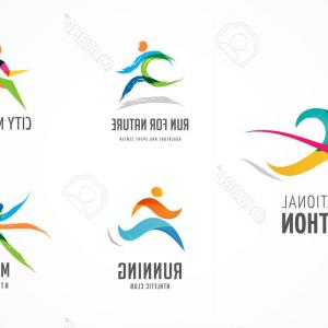 300x300 Photostock Vector Running Logo Sport Concept Set Isolated On Pink