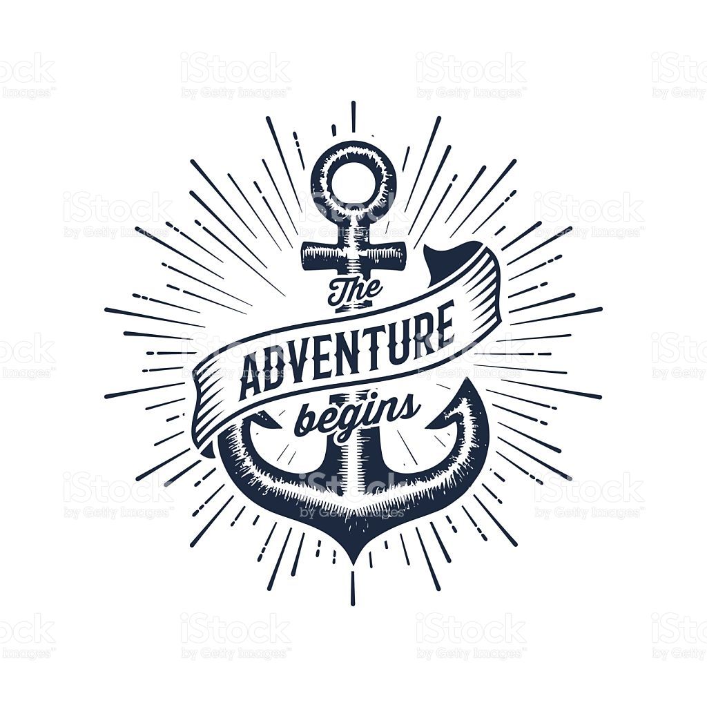 1024x1024 The Adventure Begins Vintage Illustration With Anchor Design