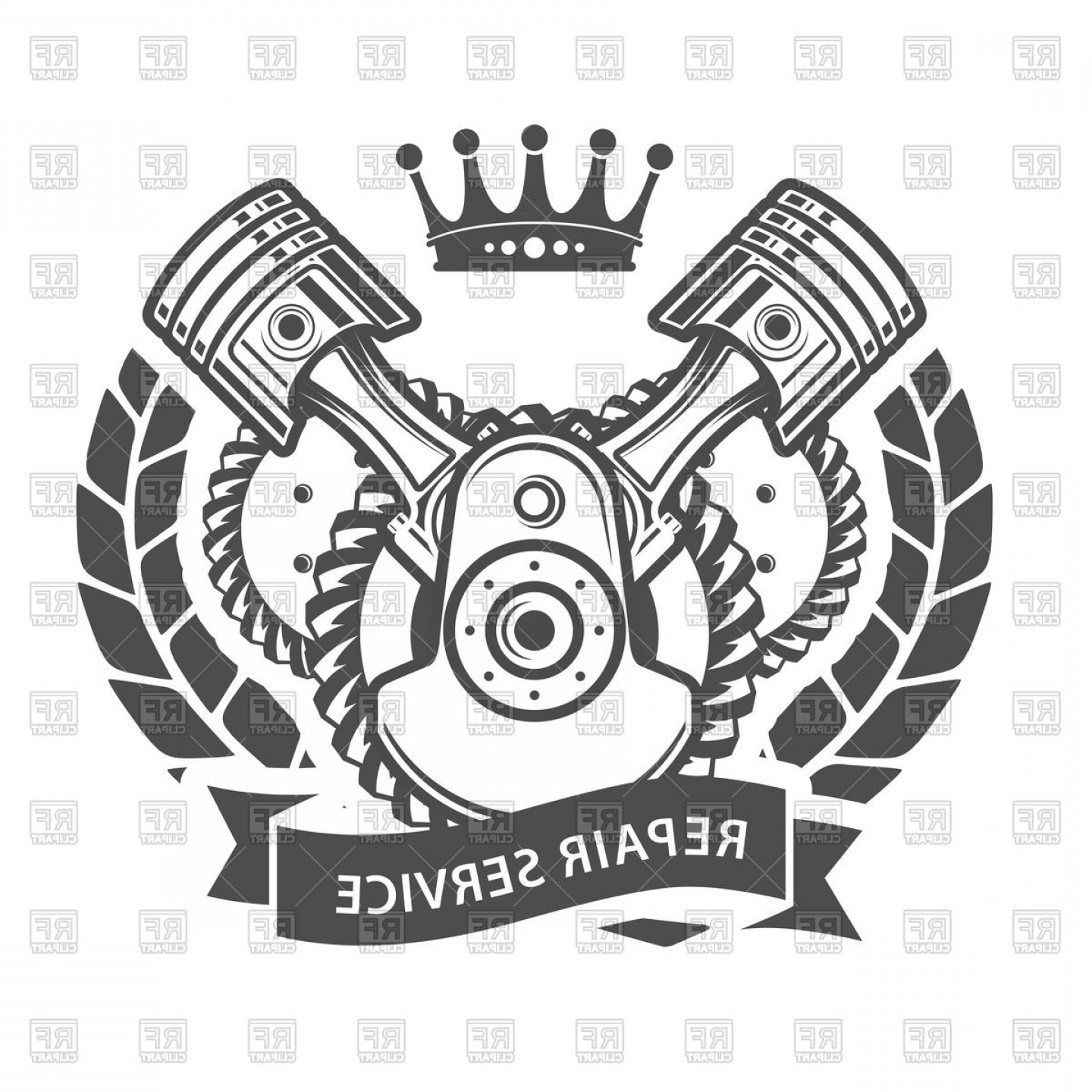 1440x1440 Auto Repair Service Emblem Symbolic Engine Vector Clipart Soidergi