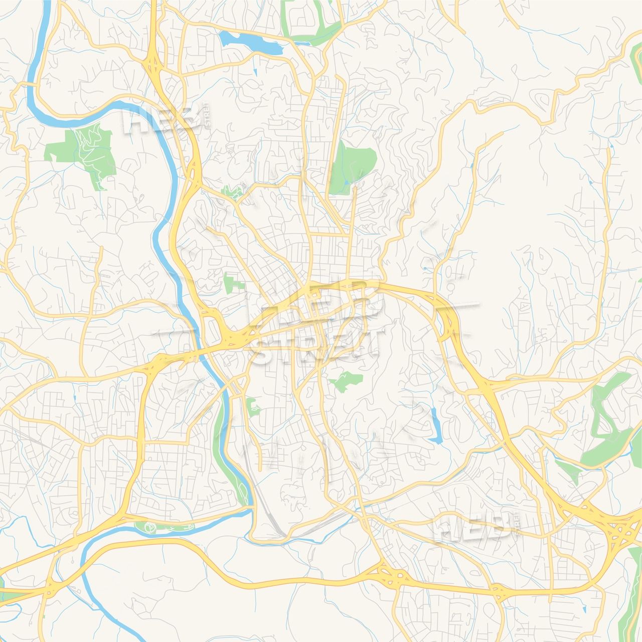 1280x1280 Empty Vector Map Of Asheville, North Carolina, Usa Maps Vector