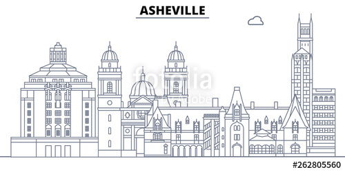 500x250 Asheville,united States, Flat Landmarks Vector Illustration