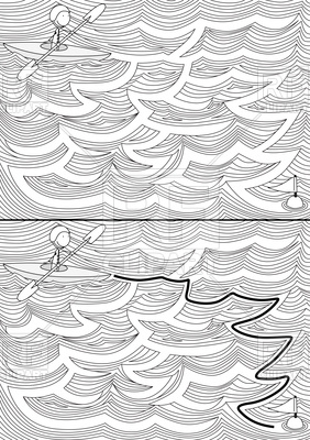 282x400 Easy Kayak Maze For Younger Kids With Solution Vector Image