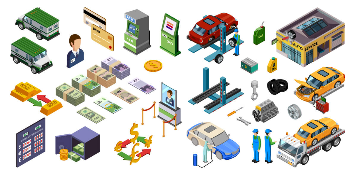 1200x600 Unique Isometric Characters Objects Extended Commercial