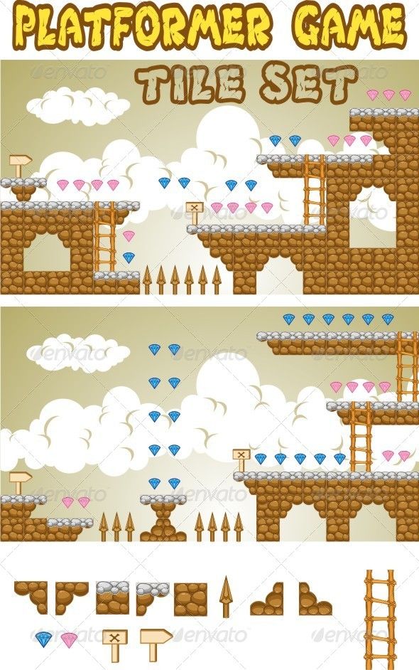 590x942 Platformer Game Tile Set