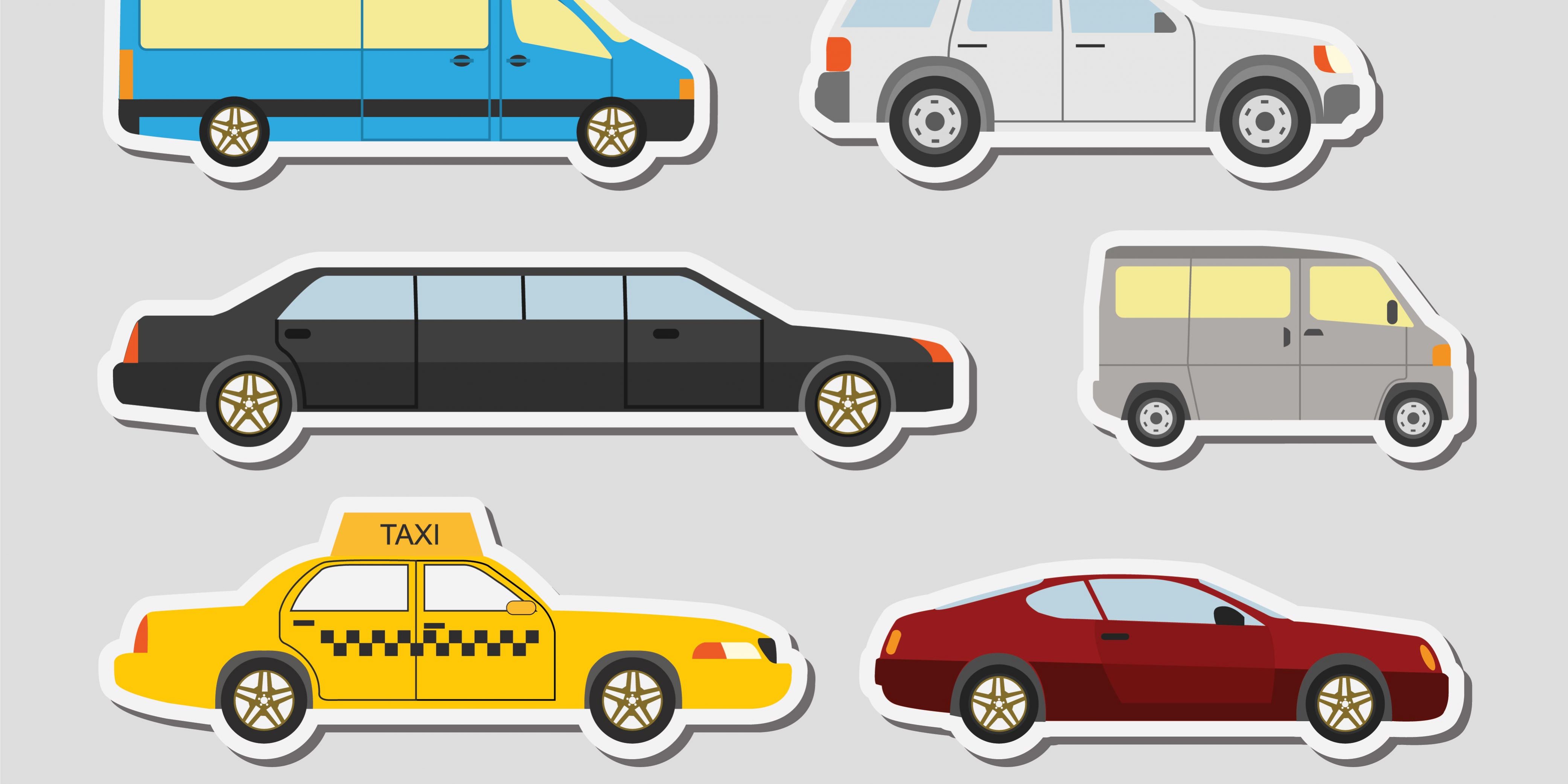4166x2083 Transportation Set Of Stickers Vector Material Assets For All