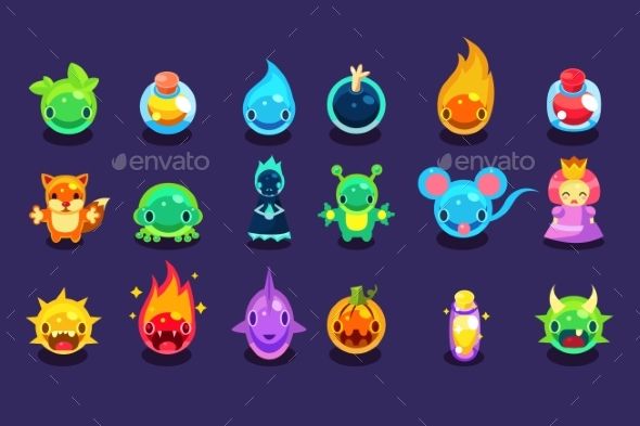 590x393 Assets For Mobile Game With Funny Creatures And Objects Aliens