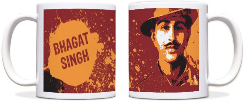 832x346 Shopmantra Shaheed Bhagat Singh Vector Art Black Ceramic Mug Price