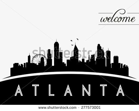 450x358 Atlanta Usa Skyline Silhouette, Black And White Design, Vector