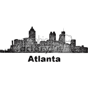 300x300 Black And White City Skyline Vector Clipart Usa Atlanta Royalty