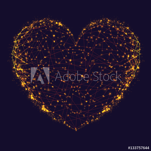 Abstract Background Of Gold Molecular Heart Shape Illustration 500x500 Abstract Background Of Gold Molecular Heart Shape Illustration