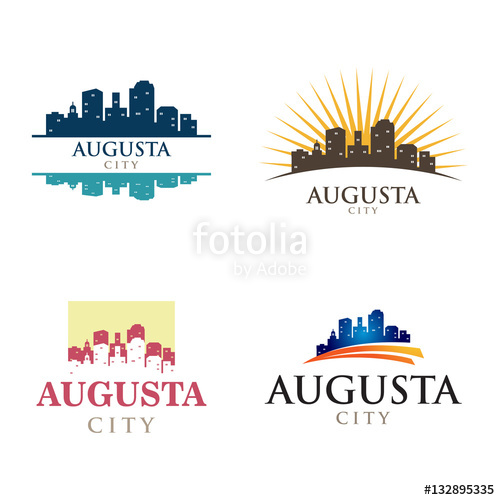 500x500 Augusta Georgia In Cityscape Skyline Silhouette Logo Stock Image