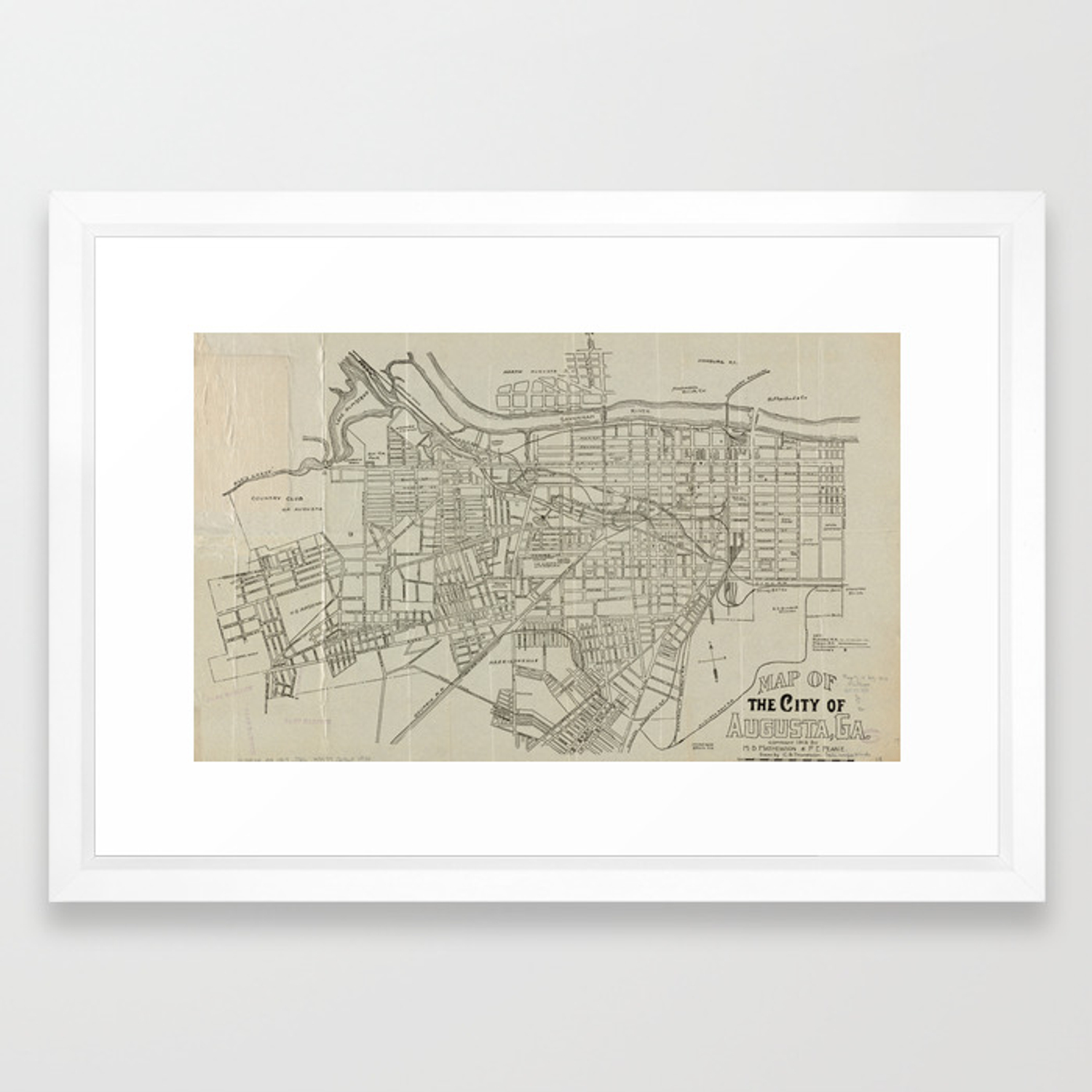 1500x1500 Vintage Map Of Augusta Ga