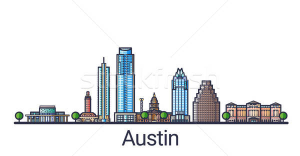600x312 Flat Line Austin Banner Vector Illustration Yuriy