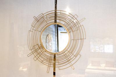 399x265 Round Vector Mirror In Gold Leaf