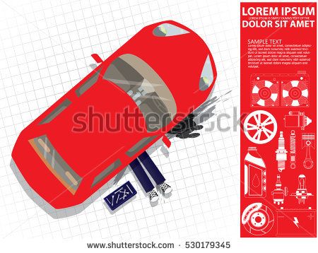450x358 Car Repair Auto Mechanic Under Car Vector Illustration Of A Flat