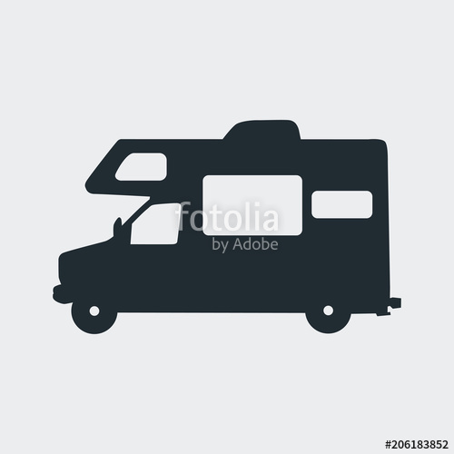 500x500 Icono Plano Autocaravana En Fondo Gris Stock Image And Royalty