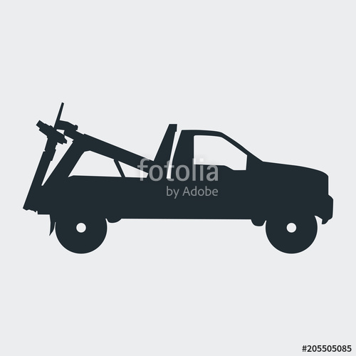 500x500 Icono Plano Camion De Remolque En Fondo Gris Stock Image