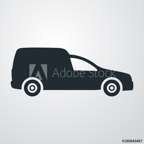 500x500 Icono Plano Furgoneta En Fondo Degradado